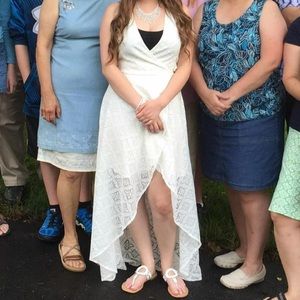 White Lace Abercrombie & Fitch Maxi Dress W/ Slit